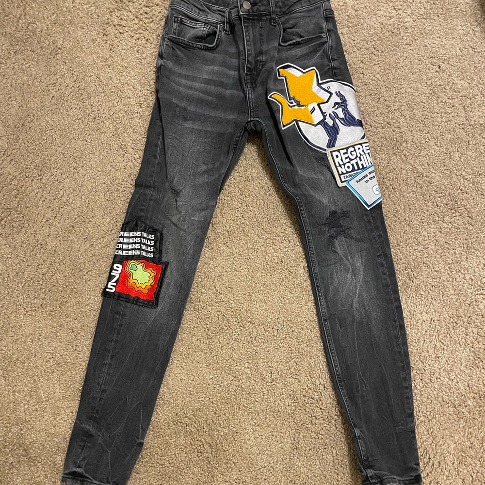ZARA skinny patches jeans
